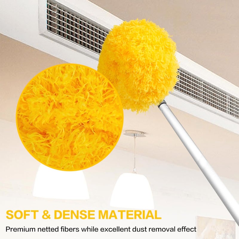 Heonay Ceiling Fan Cleaner Duster Reusable Microfiber Ceiling Fan Blade Cleaner Removable Duster with Extension Pole Adjusts 13 to 49.7 Inch for Cleaning Walls Bookshelves Furniture Door Window Top (Yellow) - Image 5